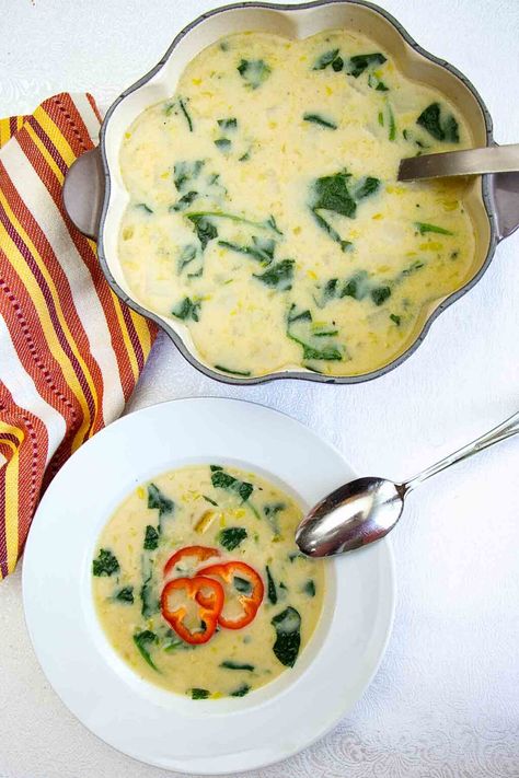 Cream Spinach Soup, Spinach Bisque Soup, Spinach Potato Soup, Cream Of Spinach, Moosewood Restaurant, Cream Of Spinach Soup, Spicy Bowl, Spinach Food, Creamy Spinach Soup