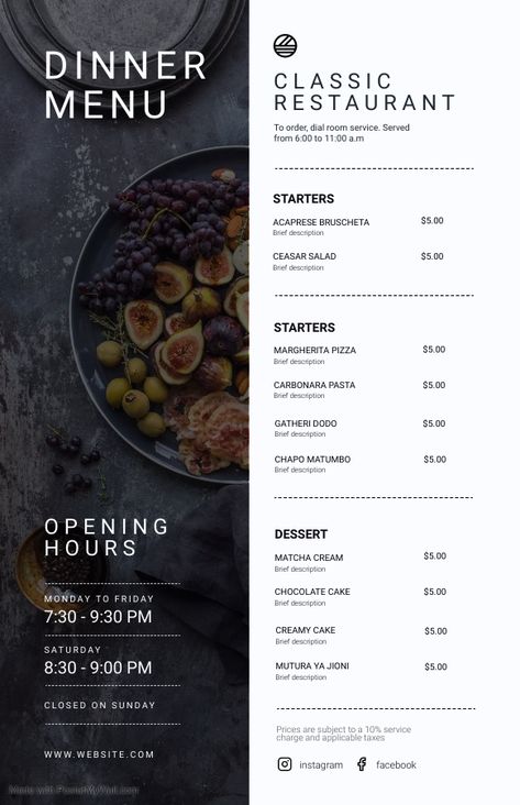 Appetizer Menu Design, Online Menu Design, Carte Menu Restaurant Design, Aesthetic Menu Template, Menu Design Aesthetic, Menu Aesthetic Design, Hotel Menu Card Design, Hotel Menu Design, Rustic Menu Design