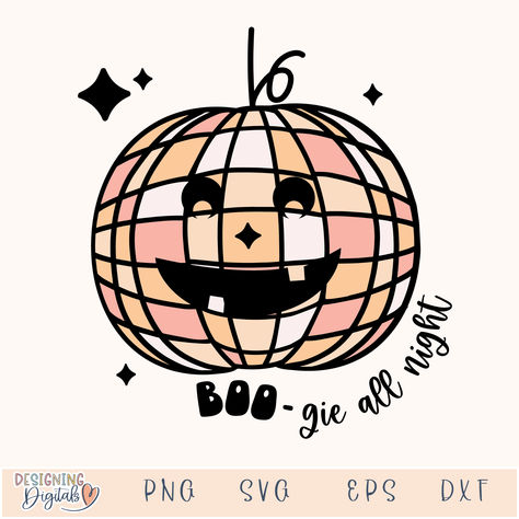 A Cute Disco Ball with a carved Pumpkin Face SVG Fall Tshirt Designs, Disco Png, Halloween Disco, Cute Pumpkin Faces, Retro Pumpkin, For Stickers, Pumpkin Svg, Autumn Stickers, Svg For Cricut