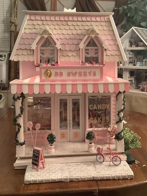 Wood Roof Structure, Exterior Staircase, Striped Awning, Tongue Depressors, Tiny Jars, Faux Brick, My Grandson, Sweet Shop, How To Make Box