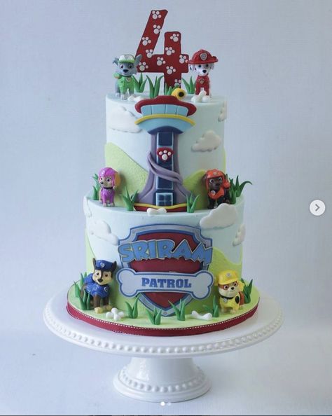 3 Tier Paw Patrol Cake, Paw Patrol Tier Cake, Two Tier Paw Patrol Birthday Cake, Paw Patrol Party Cake, Paw Patrol Lookout, Paw Patrol Cakes, Fondant Dog, Birthday Paw Patrol, Sonic Cake