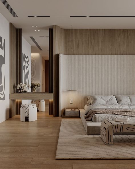 Japandi Master Bedroom Design :: Behance Japandi Interiors Bedroom, Luxury Bedroom Design Master Suite, Japandi Bedroom Interior Design, Tony Chi, Scandinavian Interior Bedroom, Japandi Bedroom Design, Minimal Bedroom Design, Japandi Bedroom, Japandi Interior Design