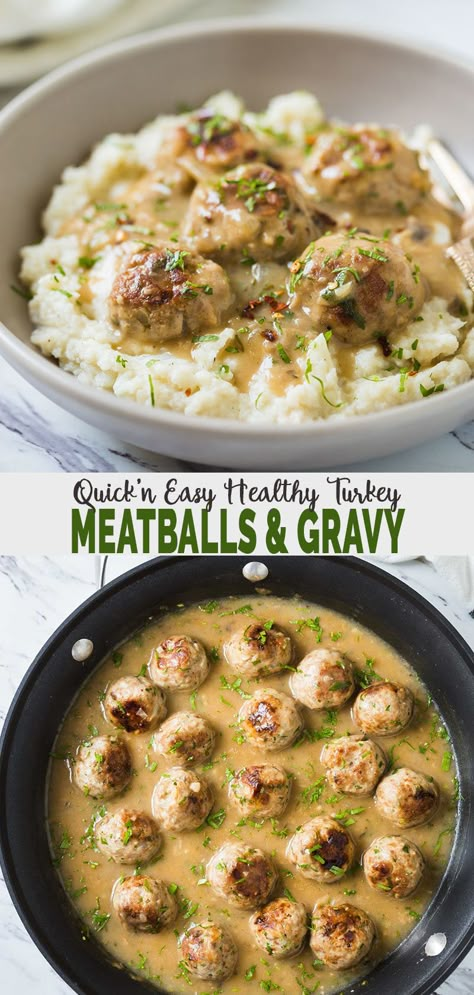 Super soft melt-in-mouth texture of these ground turkey meatballs along with a creamy delicious gravy makes it into a satisfying meal. You can also label them as Thanksgiving turkey meatballs and include them in the upcoming holiday party menu.  #watchwhatueat #healthythanksgiving #turkey #meatballs #thanksgivingturkey Turkey Meatballs And Gravy, Turkey Meatballs With Gravy, Meatballs With Gravy, Healthy Turkey Meatballs, Meatballs Healthy, Ground Turkey Recipes Easy, Turkey Meatballs Healthy, Ground Turkey Meatballs, Healthy Meatballs