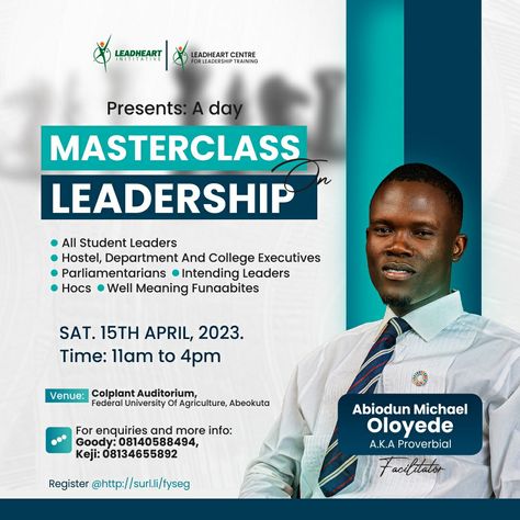 Masterclass Flyer, Flier Designs, Leadership Training, Master Class, Flyer Design, Leadership, Meant To Be, University, Train