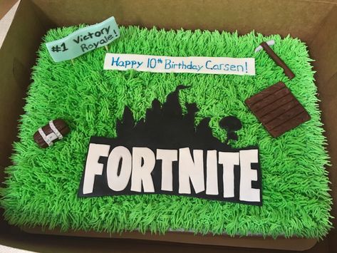 Cake Diy Easy, Birthday Sheet Cake, Half Sheet Cake, Fortnite Cake, 20 Birthday Cake, Rectangle Cake, 10 Birthday Cake, Buttercream Fondant, Fortnite Birthday