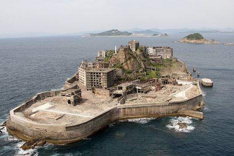 Hashima Island off Nagasaki, Japan Hashima Island, Abandoned Island, Abandoned Property, Abandoned House, Abandoned Mansions, Nagasaki, Skyfall, Haunted Places, Abandoned Buildings