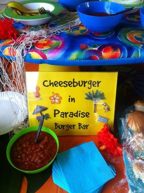 Food For Tiki Party, Parrothead Party, Margarita Ville, Margaritaville Decor, Jimmy Buffett Party, Margaritaville Party, Margarita Party, Cheeseburger In Paradise, Body Board