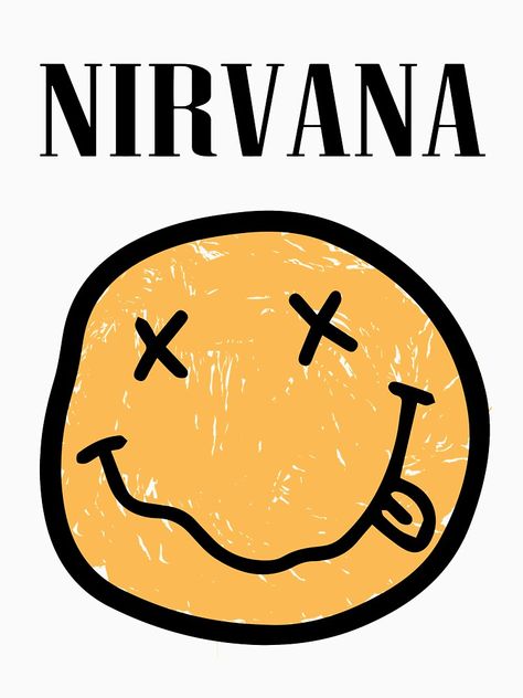 Nirvana Smile, Nirvana Tattoo, Nirvana Smiley Face, Smiley Face Design, Donald Cobain, Kaws Wallpaper, Nirvana Kurt, Orange Style, Cartoon Stickers