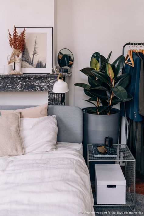 White Bedroom Minimal, Ikea Ivar Cabinet, Wood Canopy Bed, Beach House Room, Airy Bedroom, Ikea Ivar, Grey Headboard, Wall Bed, Girl’s Room