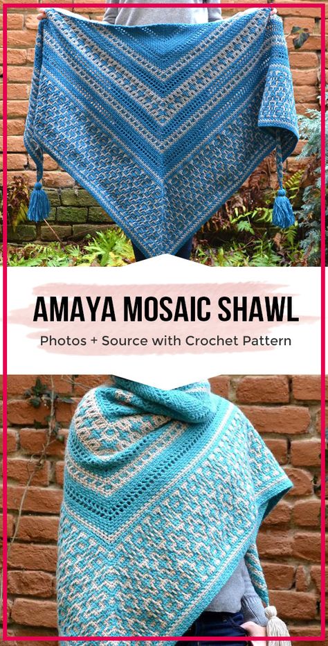 Mosaic Crochet Wrap, Mosaic Crochet Shawl, Knitting Patterns Shawl, Crochet Mosaic Pattern, Crochet Mosiac, Easy Crochet Shawl Pattern, Easy Crochet Shawl, Shawl Pattern Crochet, Crochet Mosaic