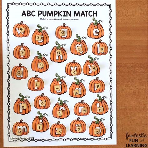 Use this free printable Pumpkin Letter Matching ABC Game in preschool and kindergarten to go with your pumpkin theme or Halloween activities. Pumpkin Letters Preschool, Pumpkin Alphabet Activities, Fall Kindergarten Crafts, Letter B Activities, Pumpkins Preschool, Abc Game, Community Helpers Preschool, Pumpkin Activities, Fall Preschool Activities