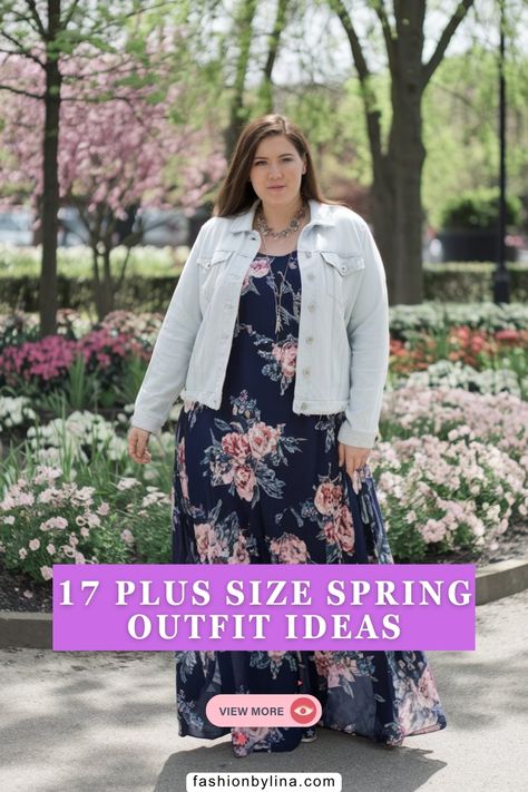 Upgrade your spring style with these 17 Plus Size Spring Outfit Ideas that make dressing up simple and fun. Discover a collection of effortlessly trendy looks, including statement dresses, cozy cardigans, and must-have accessories for a chic seasonal update. Plus Size Spring Outfit, Pink Culottes, Beige Knit Cardigan, White Cropped Cardigan, Mint Blouse, Navy Floral Maxi Dress, Statement Dresses, Blue Midi Skirt, Light Denim Jacket