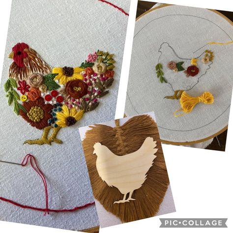 Embroidery Chicken Patterns, Farm Animal Embroidery Designs, Chicken Embroidery Design, Embroidery Rooster, Chicken Embroidery Patterns, Chicken Embroidery, Farm Embroidery, Hand Embroidery Patterns Free, Pretty Embroidery