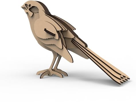 Bird by reza - Thingiverse Auf thingiverse.com http://www.pinterest.com/halinakaminski/patterns-templets-tutorials/ Lasercut Design Ideas, Cardboard Bird, 3d Templates, Sparrow Bird, Folding Origami, Cardboard Sculpture, Toy Art, Cardboard Art, 3d Puzzles