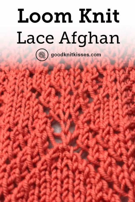 Free Loom Knit Lace Afghan Pattern with video showing how I converted the needle knit pattern. https://www.goodknitkisses.com/loom-knit-lace-afghan/ #goodknitkisses #loomknit #loomknitting #loomknitpattern #loomknitblanket Loom Knitting Patterns Free, Loom Knitting Blanket, Loom Blanket, Knit Loom, Round Loom Knitting, Afghan Loom, Loom Knitting Tutorial, Loom Knitting Stitches, Loom Crochet