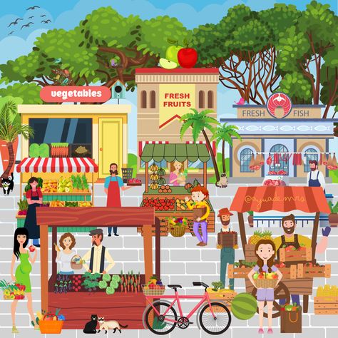 Free use dont crop watermark Tags wallpaper background shopping shop fruit veggetables people Market Place Drawing, Market Cartoon, Picture Story Writing, Holding Hands Drawing, Cartoon Network Art, Steampunk Tattoo, Market Scene, Economics Lessons, Mexico Map