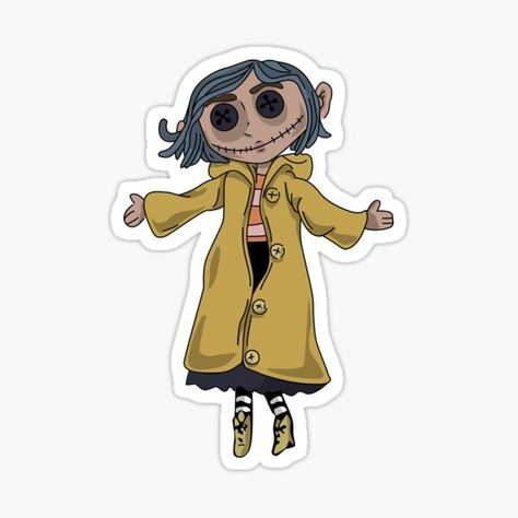 Coraline Doll Drawing, Coraline Doll, Doll Drawing, Doll Design, Logo Game, Bullet Journal Ideas Pages, Canvas Designs, Halloween Stickers, Coraline