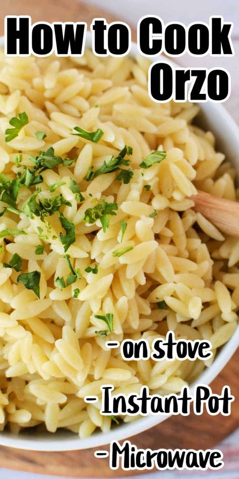 How do you cook orzo on stove, in Instant Pot, in the microwave, or in a rice cooker is here. Ratio of water to orzo for al dente pasta. Instant Pot Beans Recipe, Beef Recipe Instant Pot, How To Cook Orzo, Instant Pot Pasta Recipe, Easy Steak Recipes, Rice Side Dishes, Instant Pot Soup Recipes, Air Fryer Recipes Chicken, Healthy Instant Pot Recipes