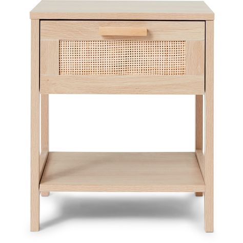 Rattan Bedside Table, Rattan Door, Oak Nightstand, Open Shelf, Rattan Furniture, Quality Furniture, Bedside Table, Room Inspo, Room Inspiration