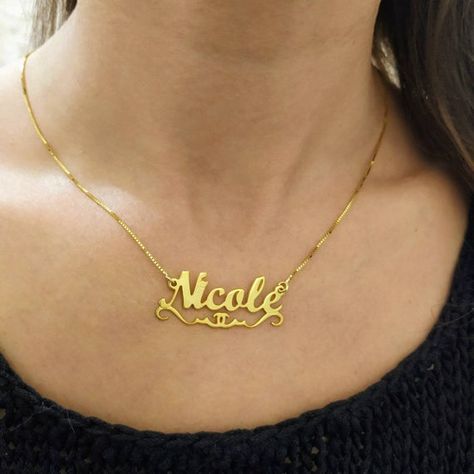 Check out this item in my Etsy shop https://www.etsy.com/il-en/listing/728543685/18k-gold-plated-nameplate-pendant Nameplate Necklace Gold, Nameplate Necklace Silver, Sunshine Necklace, Name Necklace Silver, Handwriting Necklace, Name Necklace Gold, Handwriting Jewelry, Celestial Necklace, Nameplate Necklace