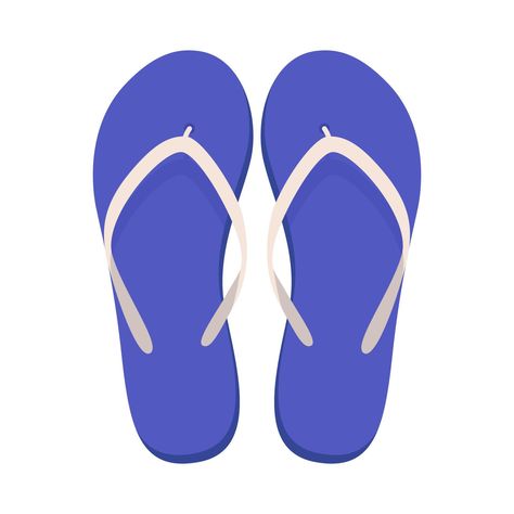 Pair of beach slippers. Summer flip flops. Flat vector illustration Slippers Illustration, Flat Vector Illustration, Slippers Summer, Summer Flip Flops, Summer Slippers, Beach Slippers, Flat Vector, Vector Art, Flip Flops