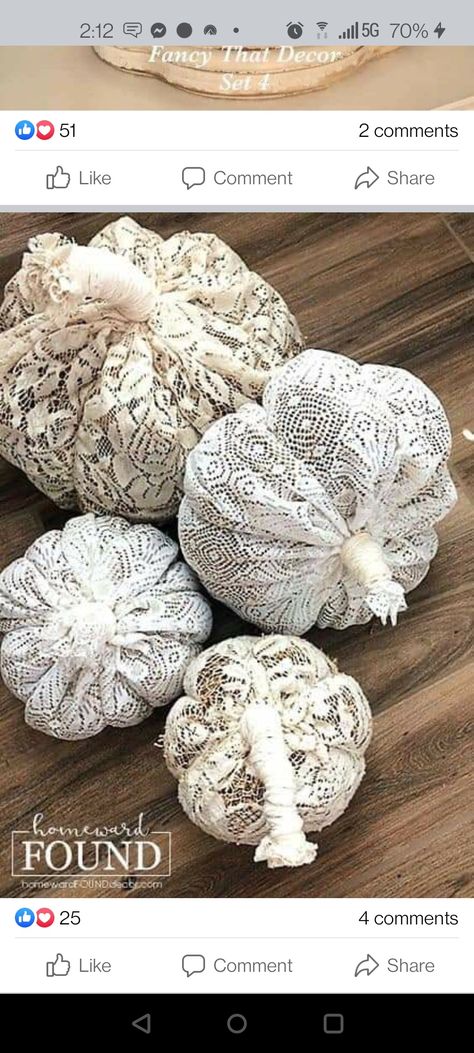 Lace Pumpkins, Junk Robot, Lace Diy Projects, Lace Tablecloths, Fall Pumpkin Crafts, Doilies Crafts, Chic Crochet, Neutral Fall Decor, Lace Diy