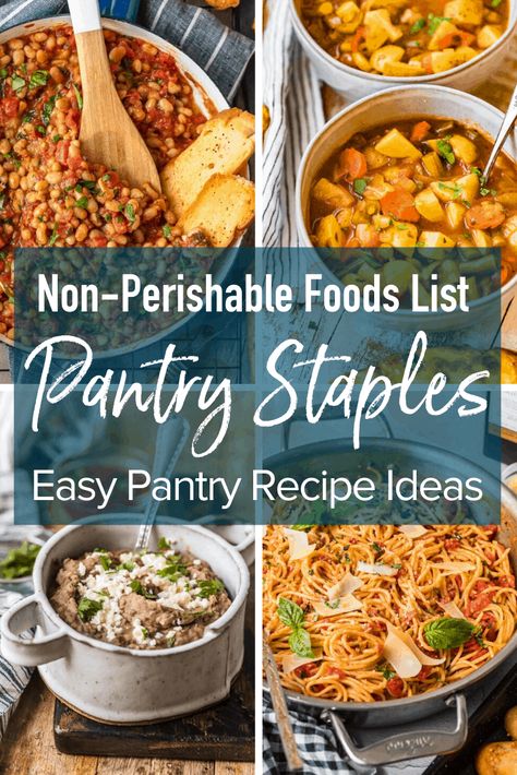 Stock up on these non-perishable food items and pantry staples so you are always well-prepared for the unexpected. Plus get a few pantry recipes ideas and tips for easy meals without fresh foods. #thecookierookie Best Easy Chili Recipe, Pantry Basics, Pantry Recipe, Pantry Recipes, Non Perishable Foods, Hearty Vegetable Soup, Grandma's Recipes, Non Perishable, Blessing Bags