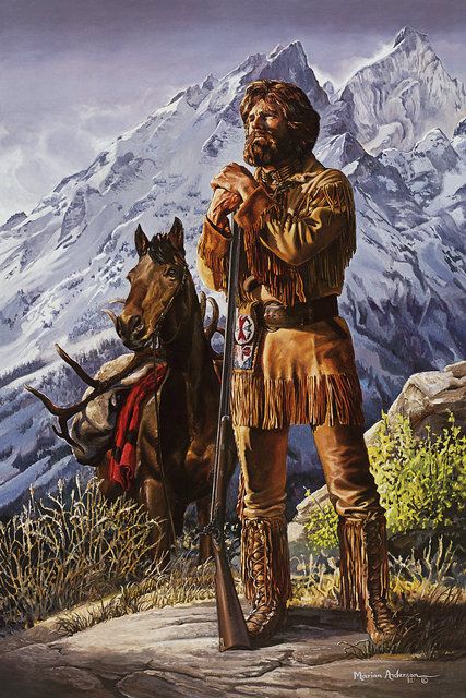 Mountain Man Painting, Mountain Men Art, John Colter Mountain Man, Frontiersman Art, Mountain Man Aesthetic, Pioneer Art, Hunter Painting, Western Art Paintings, Western Images