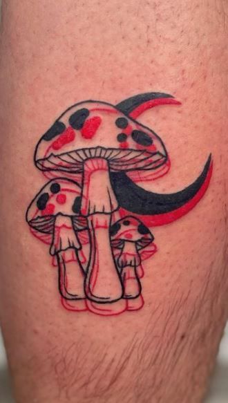 High Tattoo Ideas, Cool Trippy Tattoos, Sleeve Tattoo Inspiration, Red Clouds Tattoo, Tattoo Ideas In Red, Shroom Tattoo Ideas, Tattoo Ideas Red And Black, Hand Tattoos Cool, Tattoo Cool Ideas