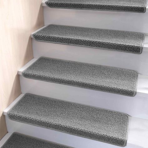 Renter Friendly Stair Runner, Wooden Steps Indoor, Stair Treads Non Slip, Runner For Stairs, Non Slip Stair Treads, Bullnose Carpet Stair Treads, Steps Indoor, Stairs Covering, Landscape Ideas Front Yard Curb Appeal