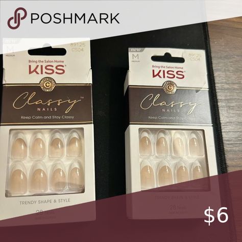 (2) KISS Classy Nails Bejeweled Nails, Cute Kiss, Kiss Nails, Gel Top Coat, Press Ons, Nail Length, Butterfly Wall Art, Stay Classy, Nearly Natural