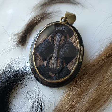 Locket Of Hair Keepsake, Lock Of Hair Keepsake Diy, Victorian Hair Locket, Teeth Oddity, Hair Pendant, Galley Wall, Hair Locket, Hair Keepsake, Victorian Hair