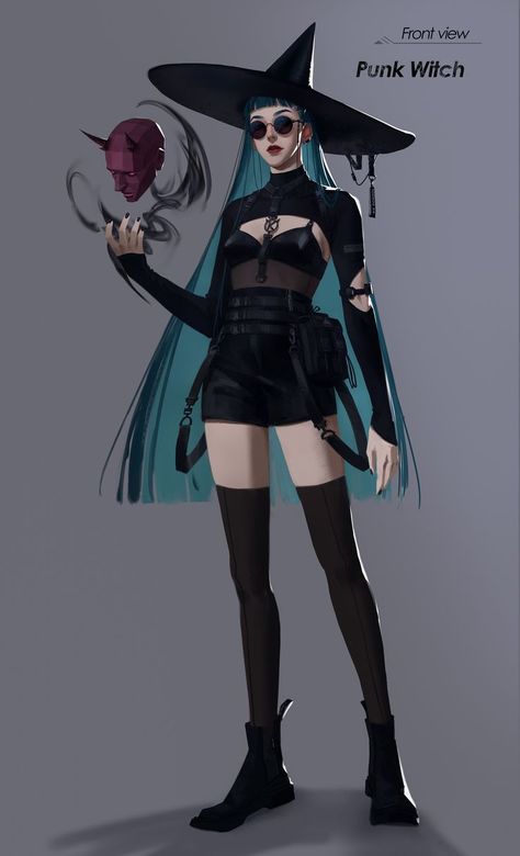 ArtStation - Punk Witch Punk Witch, Art Punk, Witch Characters, Avatar Picture, Emily The Strange, Witch Girl, Modern Witch, Witch Outfit, Modern Fantasy