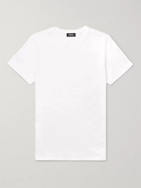 Mr Jean Touitou founded A.P.C. during the height of '80s excess in Paris. "It was such a drama for me to get a normal pair of jeans and a nicely proportioned sweater that I decided I had to do it myself", he said, and the same goes for this humble plain white tee. 'Jimmy' is cut from soft cotton-jersey and has a ribbed neckline so that it keeps its shape. Shown here with [A.P.C. shirt id1094699], [A.P.C. jacket id769519], [Acne Studios trousers id1066782], [Converse sneakers id1086228]. Apc Clothing, Jean Touitou, Plain White T's, Plain White Shirt, Plain White T Shirt, White Tshirt Men, Plain White Tee, White Tee Shirts, Blank T Shirts