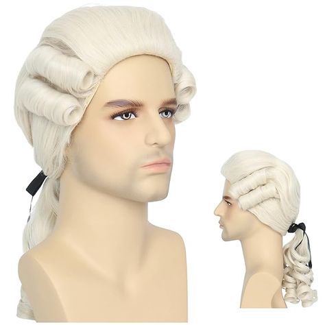 Amazon.com: Yan Dream Powdered Wig Men Colonial 18th Century Judge Wig Halloween Cosplay Wig : Clothing, Shoes & Jewelry 18th Century Wigs Men, Judge Wig, Powdered Wig, 18th Century Wigs, Winters Tale, Foam Wigs, Cake Outfit, 18th Century Clothing, Winter's Tale