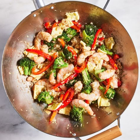 Shrimp Cauliflower Fried Rice Shrimp Cauliflower Fried Rice, Broccoli And Shrimp, Shrimp Stirfry, Healthy Shrimp Recipes, Shrimp Cauliflower, Cassava Recipe, Protein Dinners, Inflammatory Meals, Asian Shrimp