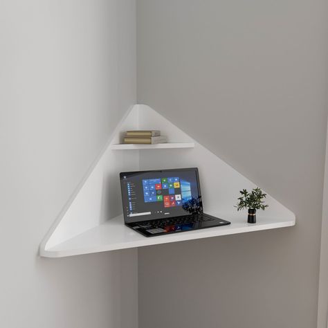 L Shaped Home Office, L Shaped Home, Floating Corner Desk, Computer Table Design, Office Desk Table, Computer Writing, Table Minimalist, Writing Corner, Tv Room Design