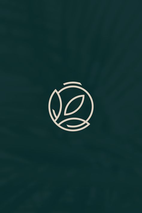 leaf inspired like art style logo with petals pointing outward from the bottom with a central leaf, angled upwards as the logo is angled to show movement and signify progression on a deep forest green background with a leafy texture showing through the background#logo #icon #green #leaf #logodesigninspiration #minimalist #linework #peace Leaf Logo Design Ideas, Green Leaf Logo, Vine Logo, Leave Logo, Nature Logos, Leaf Logo Design, Forest Green Background, Leaf Icon, Forest Logo