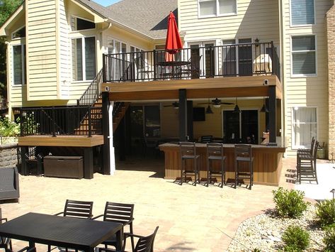 Patio Under Decks, Under Deck, Deck Bar, Deck Remodel, Porch Bar, Diy Outdoor Bar, Patio Pavers Design, Outdoor Patio Bar, Patio Deck Designs