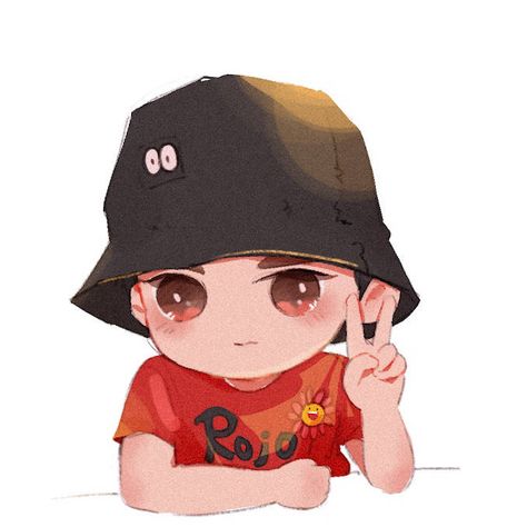 Chibi With Hat, Bucket Hat Drawing, Kris Wu, Anime Poses Reference, Anime Poses, Luhan, Pose Reference, Bucket Hat, Graffiti