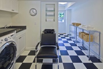 Laundry room with salon chair - transitional - laundry room - vancouver - My House Design Build Team Room Hair Salon Ideas, Hair Salon Ideas, Home Hair Salon, Utility Room Organization, Laundry Room Appliances, Contemporary Laundry Room, Laundry Room Design Ideas, Transitional Laundry Room, Traditional Laundry Room