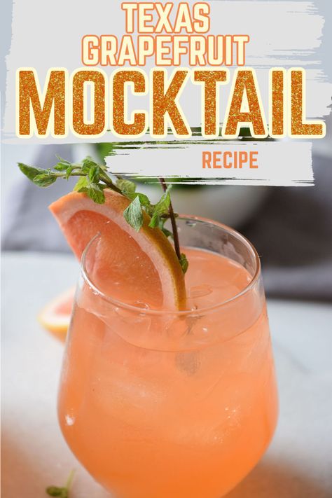 If you're looking for a fun and easy non alcoholic drink for a party or for kids, you'll love this Texas Grapefruit Mocktail recipe with a combination of lemonade and grapefruit juice as well as soda water. You can switch it up with maple or agave syrup for a healthy version to cut the sugar. Grapefruit Lemonade Recipe, Grapefruit Mocktail Recipe, Grapefruit Mocktail, Spritzer Drink, Grapefruit Lemonade, Christmas Drinks Nonalcoholic, Summer Mocktail Recipes, Grapefruit Drink, Spring Snacks