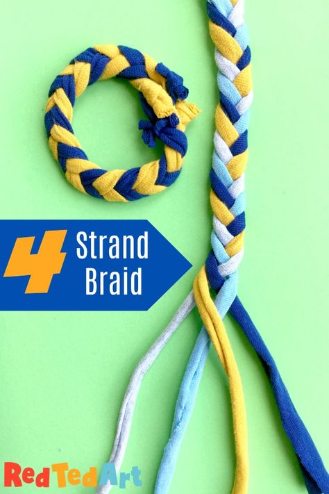 How To Do A Braid With 4 Strands, How To Braid With Four Strands, Braid With 4 Strands Tutorial, How To Braid With 4 Strands, Braiding With 4 Strands, Braiding 4 Strands, 4 Strand Braid Tutorial Bracelets, How To Braid 4 Strands, Yarn Braiding Crafts