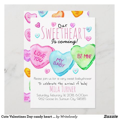 Baby Shower Card Message, Valentine Baby Shower Invitations, February Baby Showers, Valentines Day Candy, February Baby, Valentines Baby Shower, Baby Shower Candy, Cute Valentines Day, Valentines Day Baby