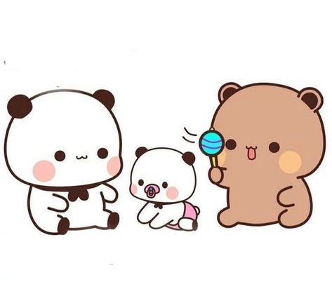 Dudu And Bubu, Chibi Cat, Cute Bunny Cartoon, Cute Bear Drawings, Bear Drawing, Cute Kawaii Animals, Cute Panda Wallpaper, Cute Cartoon Images, Cute Animal Drawings Kawaii