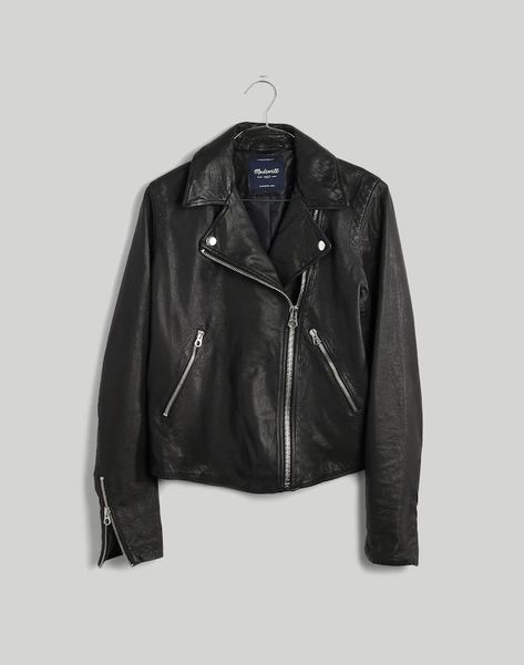 Women's Sale: Jeans, Clothing, Bags & More | Madewell Madewell Leather Jacket, Washed Leather Jacket, Madewell Jacket, Black Leather Biker Jacket, Classic Jacket, Leather Motorcycle Jacket, Fit Body, Leather Moto Jacket, Biker Style