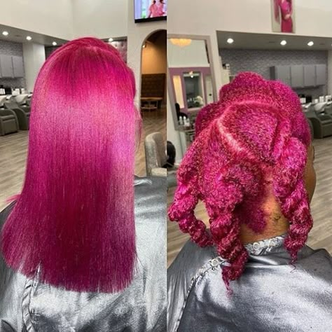 Magenta Hair Colors, Dark Pink Hair, Silk Press Hair, Hair Website, Pressed Natural Hair, Magenta Hair, Dyed Curly Hair, Silk Press Natural Hair, Pink Hair Dye