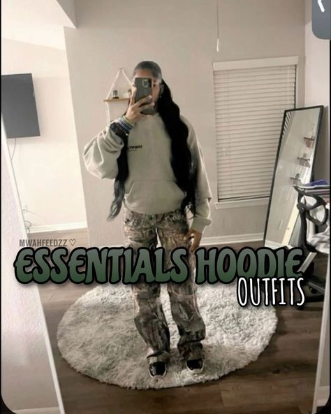 Follow @mwahfeedzz for more Essentials hoodie outfits 🧥 Tiktok: @mwahfeedzz (link in bio) #explorepage✨ ##trending #viralpost #advicepage #tiktok #like #share #comment #repost #backtoschool #outfitideas #outfitideas4you #hoodieseason #hoodies #essentials #designersarees Tan Hoodie Outfit Black Women, Beige Essentials Hoodie Outfit, Denim Tears Hoodie Outfit Black Women, How To Style Essentials Hoodie, Gray Essentials Hoodie Outfit, Tan Essentials Hoodie Outfit, Outfits With Essentials Hoodie, Essentials Hoodie Outfits For Women, Essential Hoodie Outfits For Women