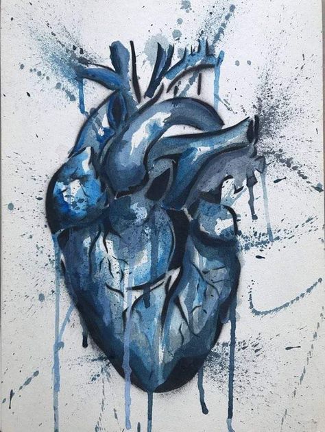 Anatomical Heart Art, Art Spray Paint, Heart Artwork, Cold Heart, Paint Watercolor, Human Anatomy Art, Spray Paint Art, Heart Drawing, Heart Painting