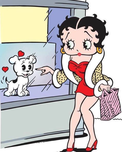 Betty en busca de una mascota Betty Boop Dog, Betty Pop, Betty Boop Birthday, Betty Boop Tattoos, Betty Boop Classic, Betty Boop Quotes, Animated Cartoon Characters, Betty Boop Art, Betty Boop Cartoon